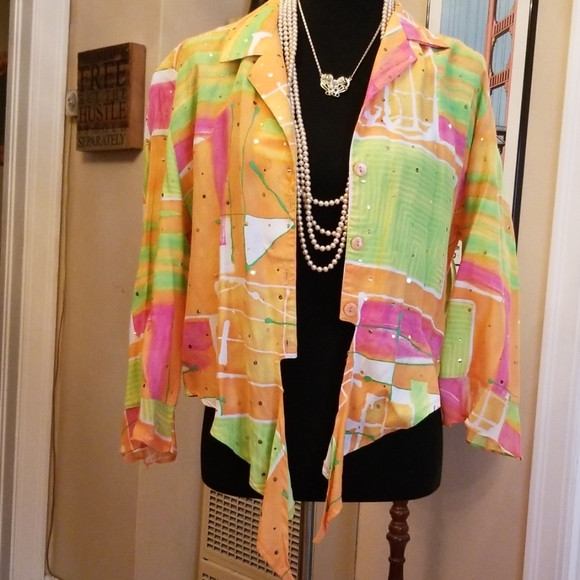 VTG Psychedelic 60s/70s Vibes Ruffled Croptop - Picture 7 of 8